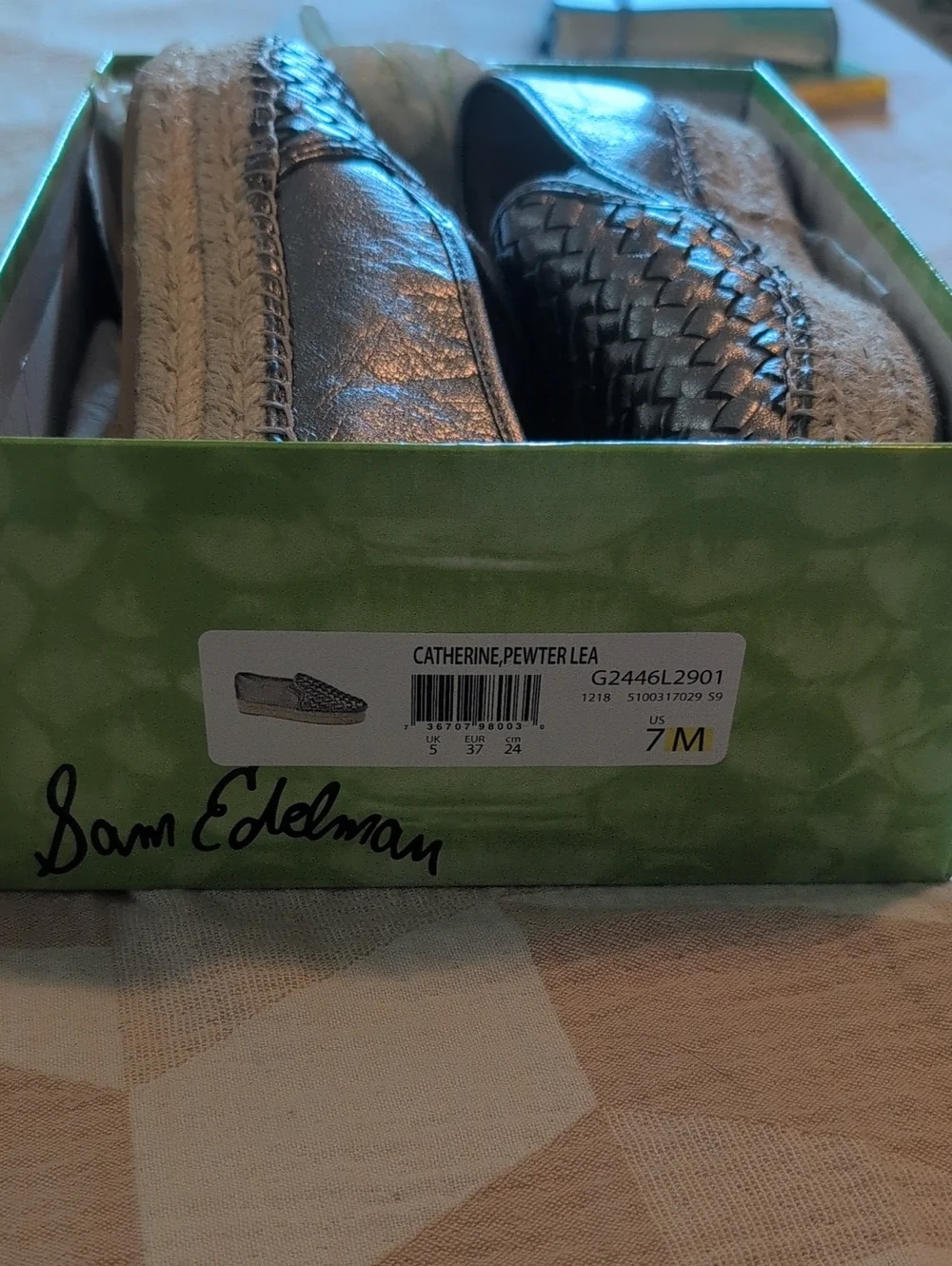 SAM EDELMAN Catherine Silver Loafers Espadrilles 7